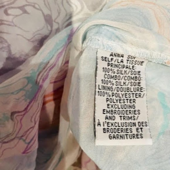 Anna Sui Silk Pastel Marbled flutter sleeve top -Super Stunner Staple - Picture 7 of 8